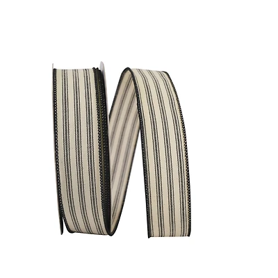 JAM Paper Linen Wired Ticking Stripe Ribbon