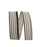 JAM Paper Linen Wired Ticking Stripe Ribbon