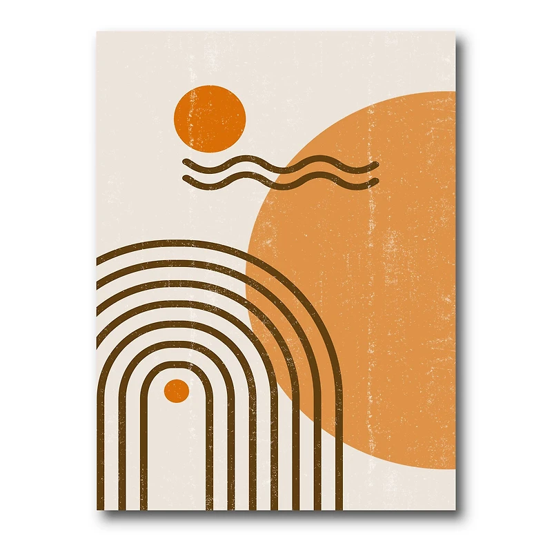 Designart - Abstract Rainbow Sun and Moon In Earth Tones II