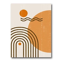 Designart - Abstract Rainbow Sun and Moon In Earth Tones II