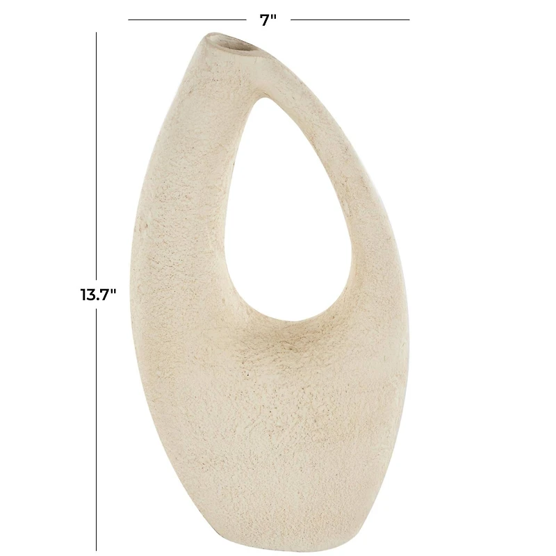 14" Cream Abstract Cutout Paper Mache Vase 