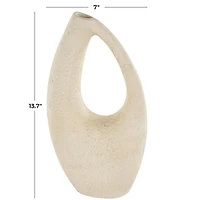 14" Cream Abstract Cutout Paper Mache Vase 