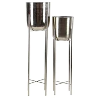 CosmoLiving by Cosmopolitan Silver Metal Tall Glam Planter Set