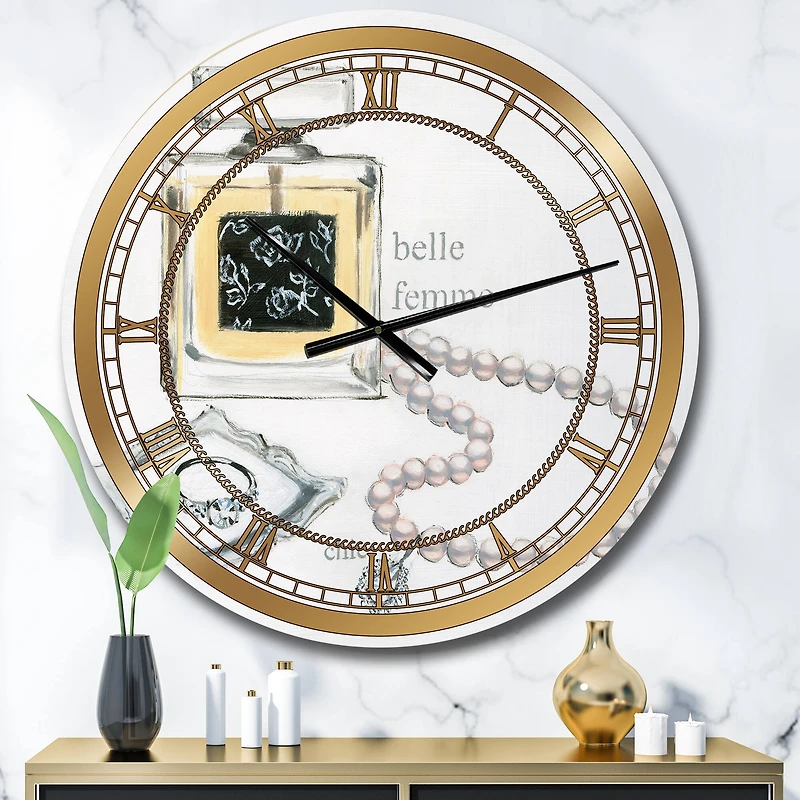 Designart 'Perfume Glam Bathroom I Glam Wall Clock