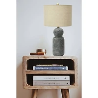 Hello Honey® 26.5" Curvy Gray Stoneware Desk Lamp with Linen Drum Shade
