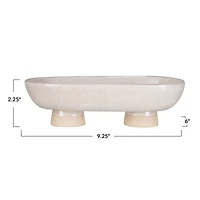 Hello Honey® 9.25" Cream Stoneware Oval Platter with Oversized Feet