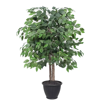 4ft. Artificial Ficus Bush with Round Gray Plastic Container