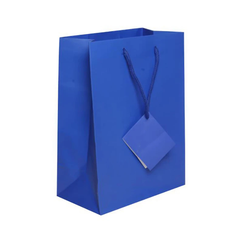 JAM PAPER Gift Bags with Rope Handles, Medium, 8 x 10 x 4, Blue Matte, 3/Pack