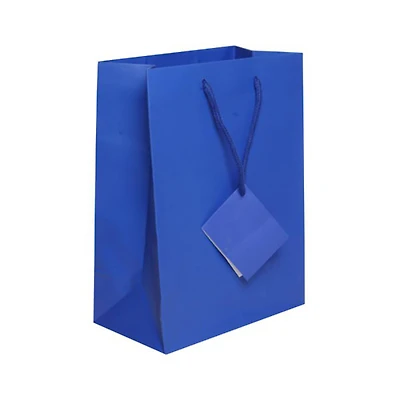 JAM PAPER Gift Bags with Rope Handles, Medium, 8 x 10 x 4, Blue Matte, 3/Pack