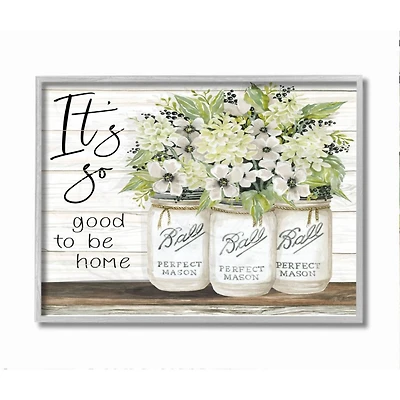 Stupell Industries It's So Good To Be Home Floral Wall Art in Gray Frame