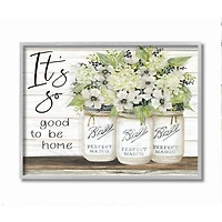Stupell Industries It's So Good To Be Home Floral Wall Art in Gray Frame