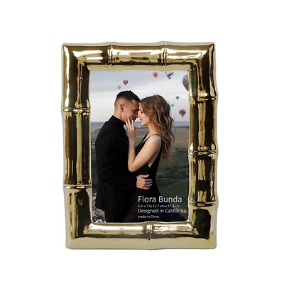 Flora Bunda® 5" x 7" Gold Bamboo Ceramic Frame