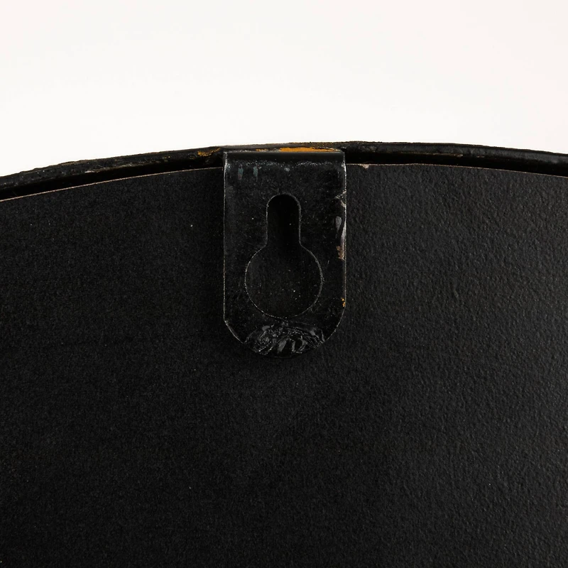 Hello Honey® 33" Black Distressed Metal Scallop Shaped Wall Mirror