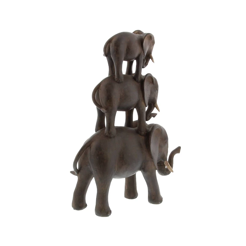 14" Brown Eclectic Elephant Sculpture