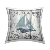 Stupell Industries Home is Where The Boat's Docked Nautical Family Throw Pillow 18" x 18"
