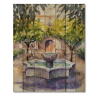 Designart - Small Fountain Picture With Trees In The Village