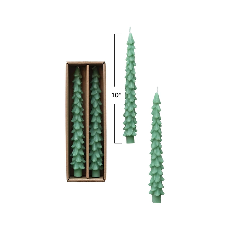 Hello Honey 10" Green Unscented Tree Shaped Taper Candles, 2ct.