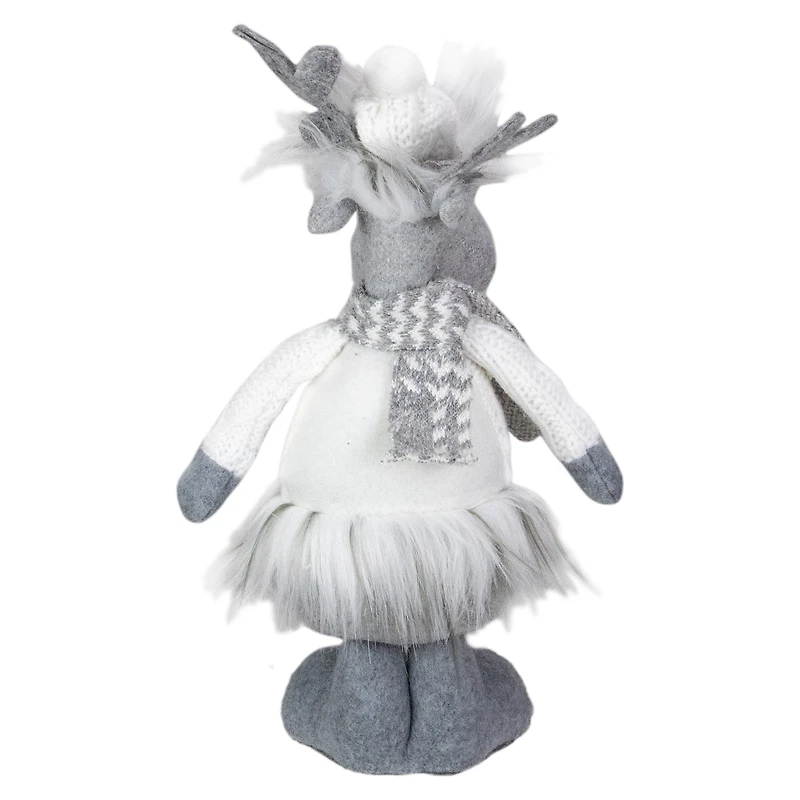 12.5'' Gray and White Standing Moose Tabletop Christmas Decoration