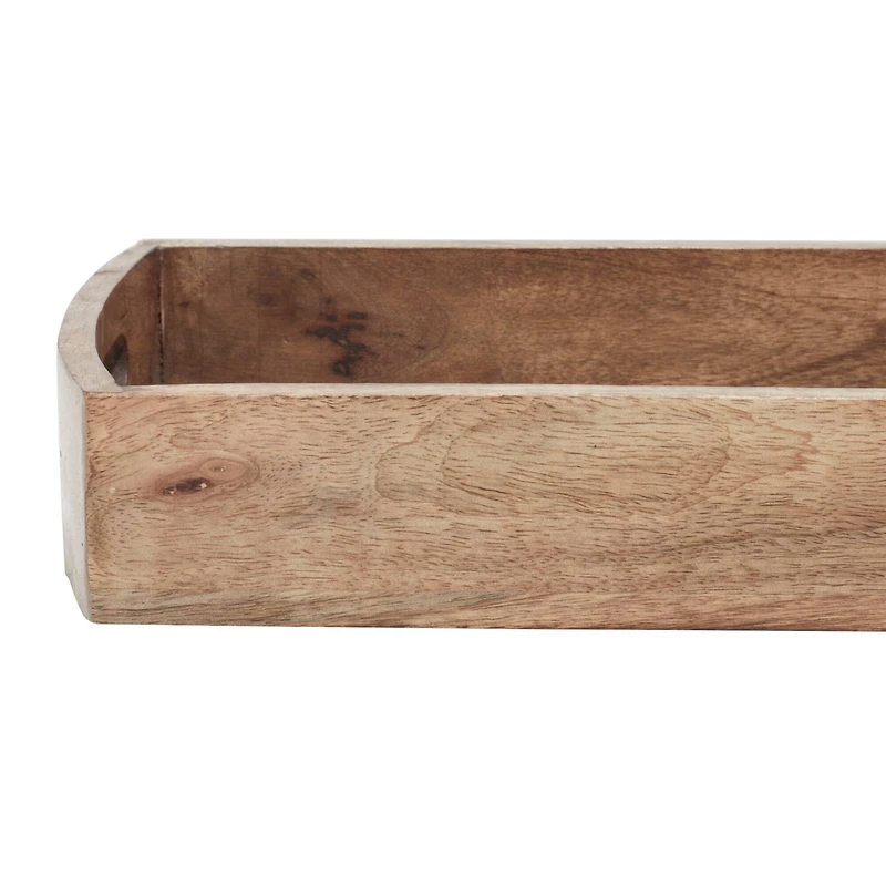 Light Brown Mango Wood Rustic Tray Set
