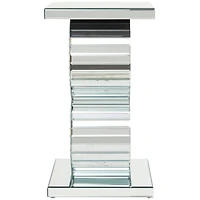Silver Wood Mirrored Accent Table with Crystal Embellishment 16" x 16" x 28"