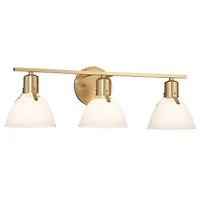 Hello Honey® 24" Cooper White & Gold Metal 3-Light Vanity Light with Etched Glass Shades