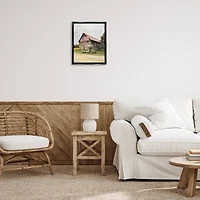 Stupell Industries Rural Americana Home Countryside Farm Flag Painting Floater Framed Art