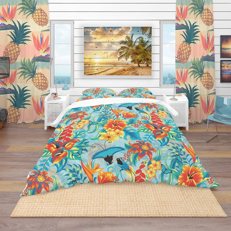Designart 'Tropical Pattern' Tropical Bedding Set