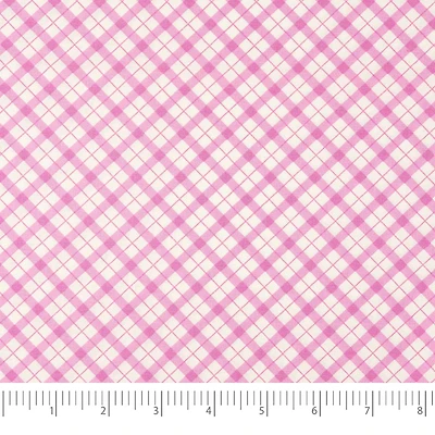 SINGER Pink Check Cotton Fabric