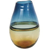 12" Blue & Yellow Ombre Glass Vase