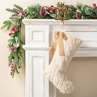 Glitzhome® 21"L Milk Coffee Twisted Faux Marten Fur Christmas Stocking with Bow