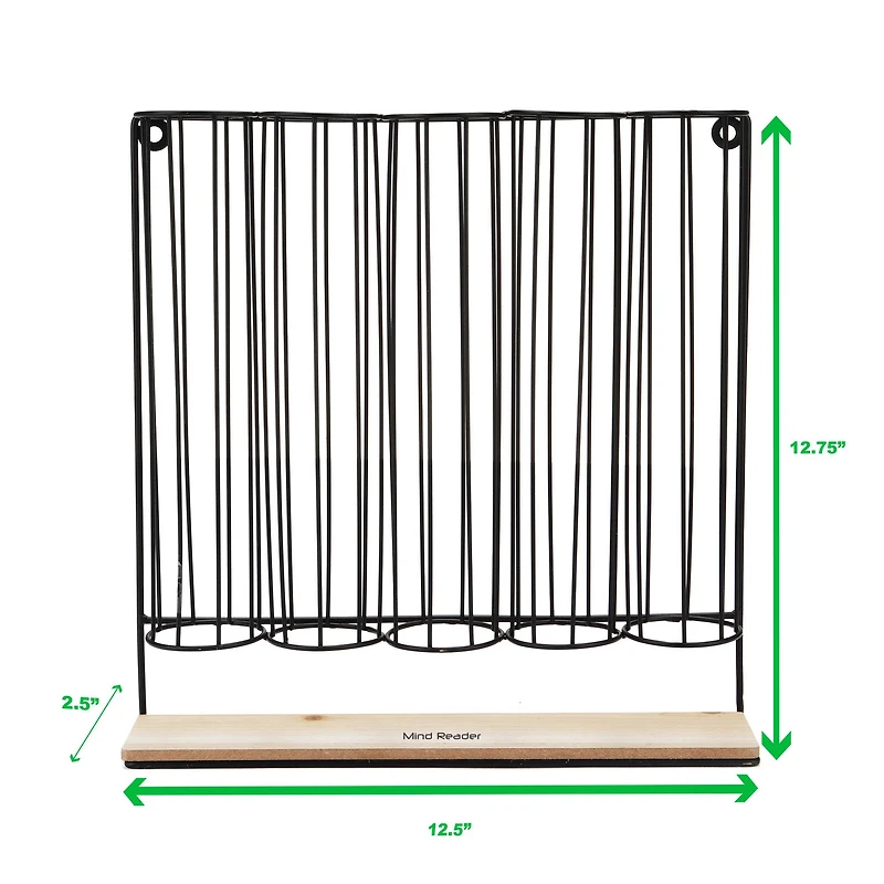 Mind Reader Black 5 Compartment Single Serve Coffee Pod Dispenser Wall Mount