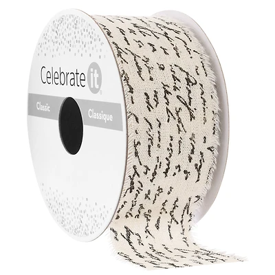 1.5" x 3yd. Natural Script Cotton Ribbon by Celebrate It™ Classic