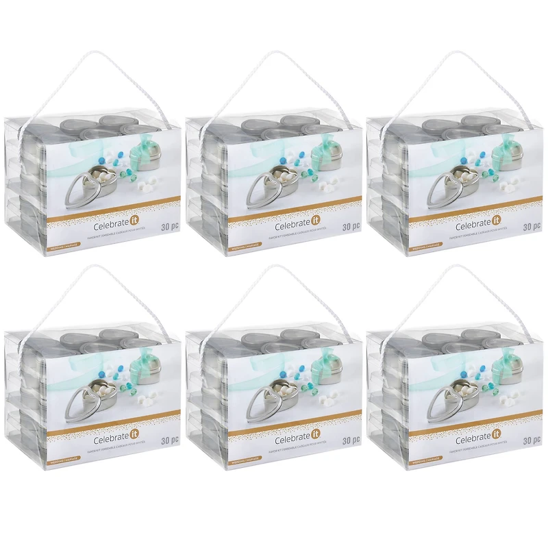 6 Packs: 30 ct. (180 total) Occasions Tin Heart-Shaped Favor Boxes by Celebrate It™