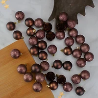 96ct. 1.5" 4-Finish Mocha Brown Shatterproof Ball Ornaments