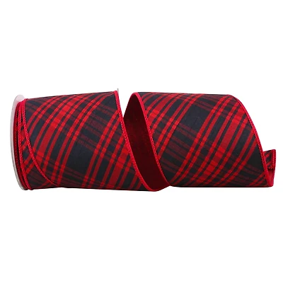 JAM Paper 4" x 10yd. Wired Buffalo Cabin Plaid Ribbon