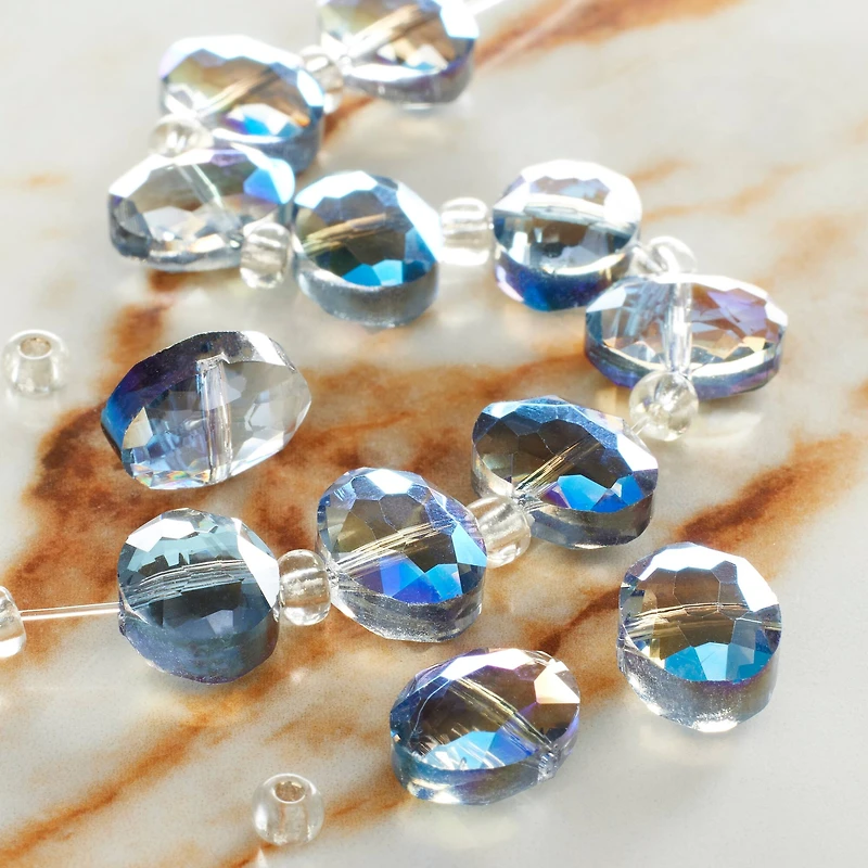 12 Pack: Blue Oval Glass Beads, 12mm by Bead Landing™
