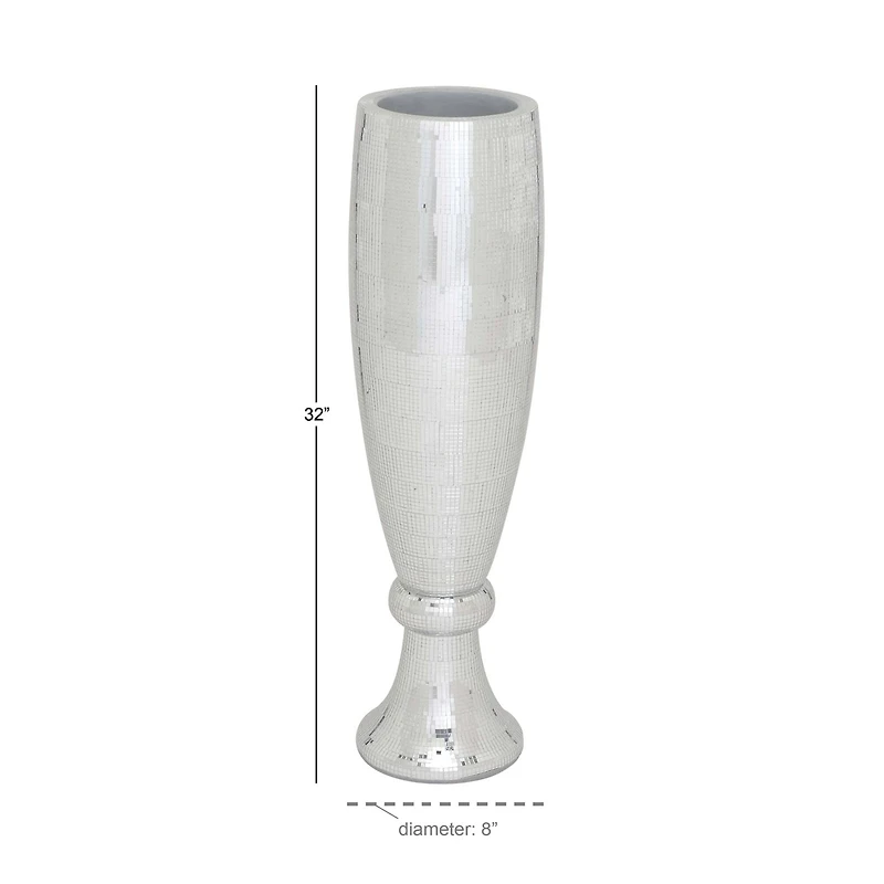 33" Silver Polystone Glam Vase