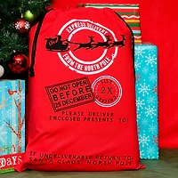 19" x 26" Express Delivery Red Christmas Cotton Drawstring Bag