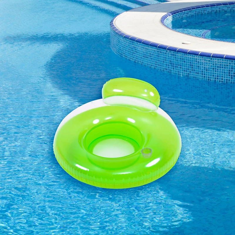 Pool Central 4ft. Green Inflatable Inner Tube Swimming Pool Float with Backrest