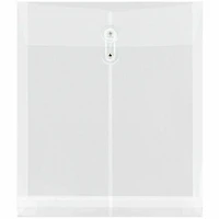 JAM Paper 9.75" x 13" Clear Plastic Button String Open End Envelopes, 6ct.
