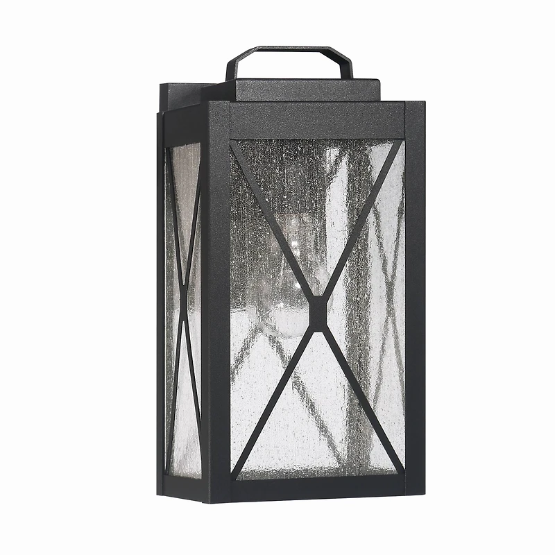 Hello Honey® Charleston Matte Black Farmhouse Rectangular Metal & Glass Wall Mounted Outdoor Light