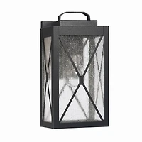 Hello Honey® Charleston Matte Black Farmhouse Rectangular Metal & Glass Wall Mounted Outdoor Light