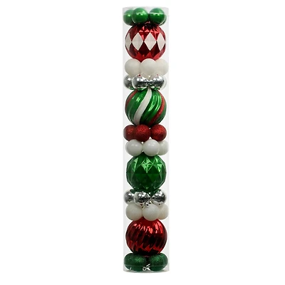 44 Pack 48mm & 120mm Red, White, Green & Silver Shatterproof Ball Ornaments by Ashland®