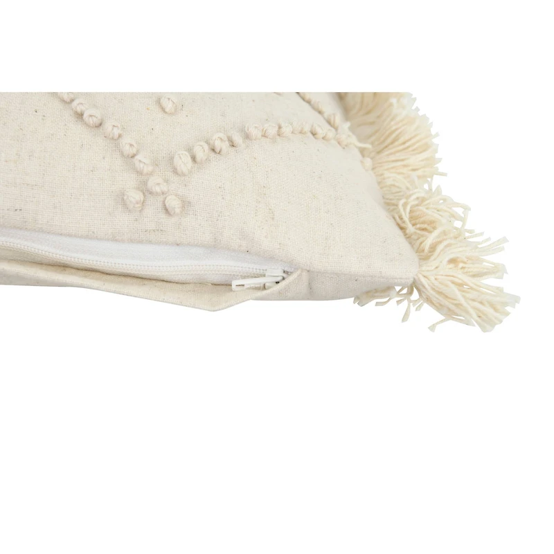 Diamond Design & Fringed Ends Cotton & Linen Lumbar Pillow