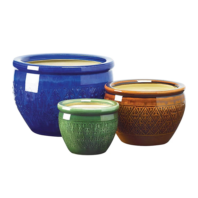 3 Jewel-Tone Flower Pot Set