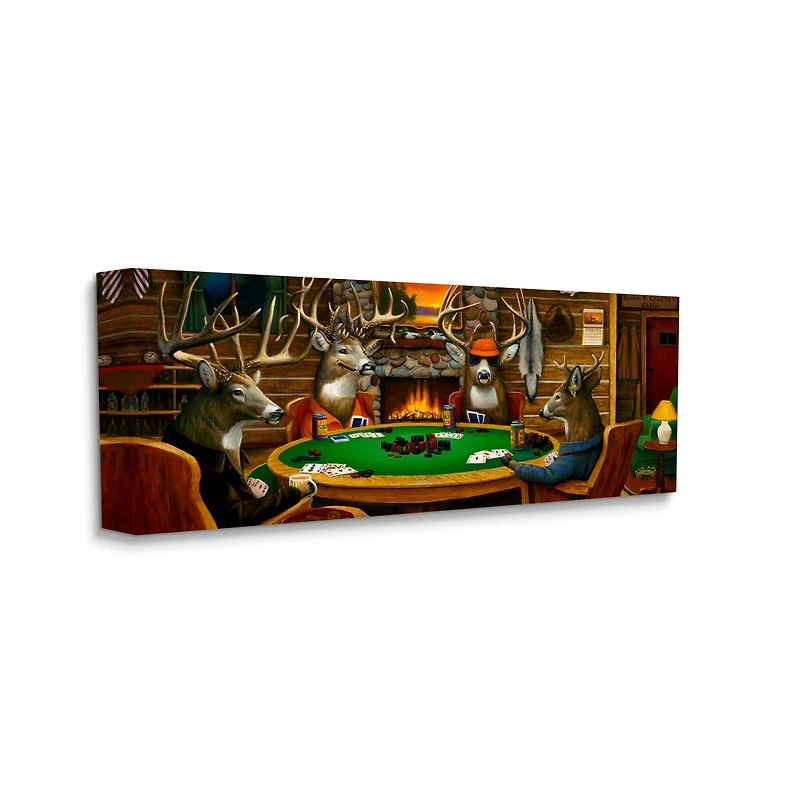 Stupell Industries Deer Animals Playing Poker Table Cabin Lodge Canvas Wall Art