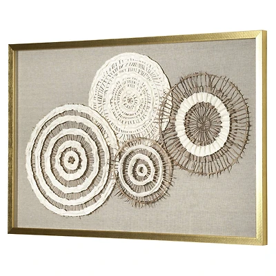 American Art Décor™ 35.5" Boho Framed Handmade Paper and Linen Wall Art Décor