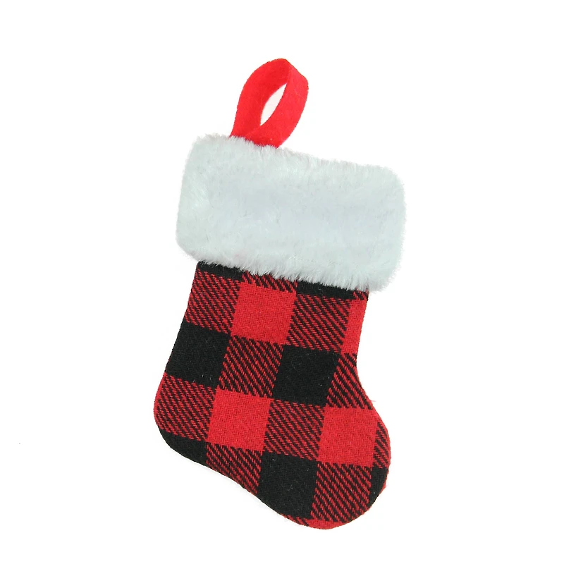 7" Alpine Chic Shepherd's Check Stocking