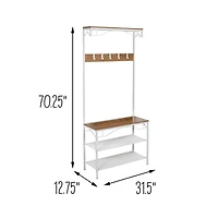 Honey Can Do White/Natural Coat Rack Bench