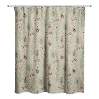 Pinecones & Greenery on Brown Shower Curtain